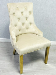 Set Of 2 Mink Majestic Dining Chairs With Gold Legs