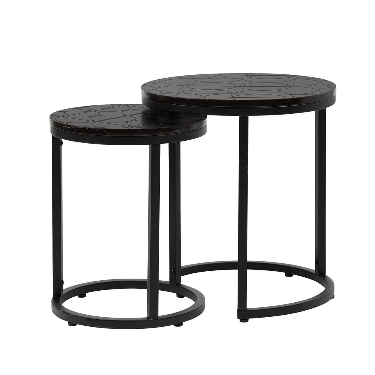 [EKM-AUTOGENERATED]Set of 2 Solenn Semicircle Design Black End Table