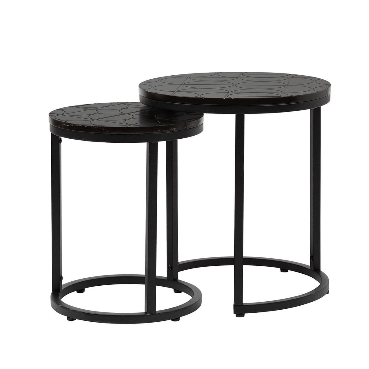 [EKM-AUTOGENERATED]Set of 2 Solenn Semicircle Design Black End Table