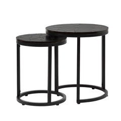 [EKM-AUTOGENERATED]Set of 2 Solenn Semicircle Design Black End Table