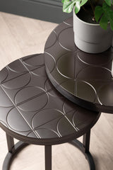 Set of 2 Solenn Semicircle Design Black End Table