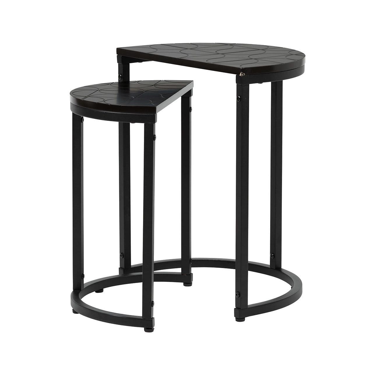 [EKM-AUTOGENERATED]Set of 2 Solenn Semicircle Design Half Moon Black Nest Table