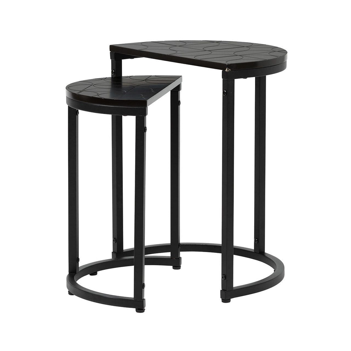 [EKM-AUTOGENERATED]Set of 2 Solenn Semicircle Design Half Moon Black Nest Table