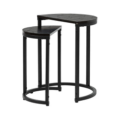 [EKM-AUTOGENERATED]Set of 2 Solenn Semicircle Design Half Moon Black Nest Table