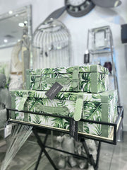 [EKM-AUTOGENERATED]Set Of 2 Tropical Green Leaf Suitcases