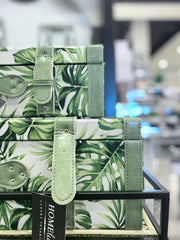 Set Of 2 Tropical Green Leaf Suitcases
