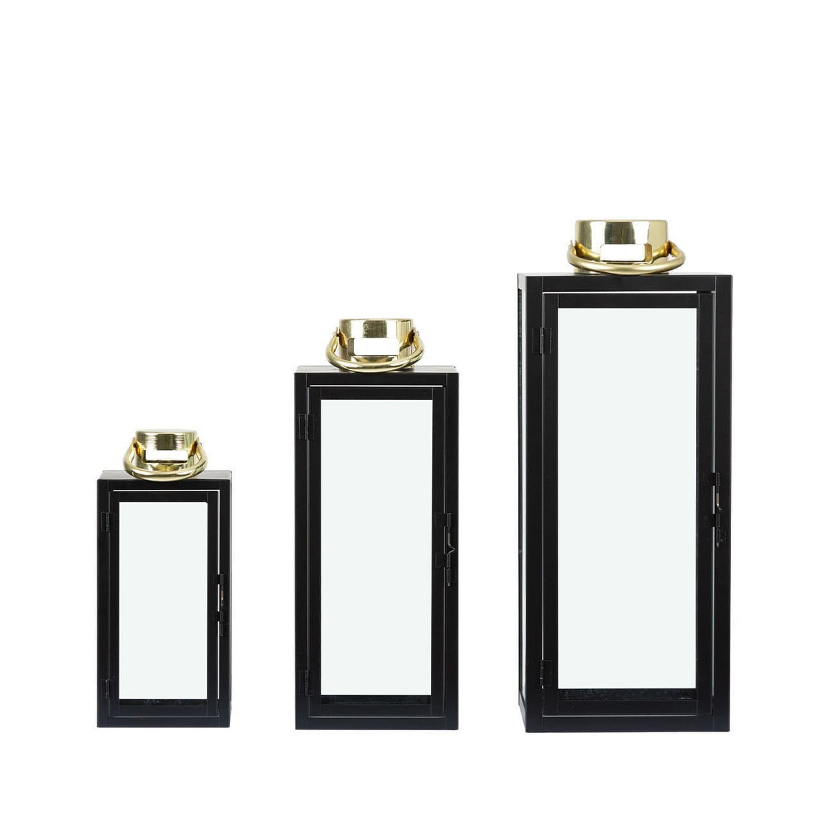 [EKM-AUTOGENERATED]Set of 3 Black and Gold Steel Lanterns