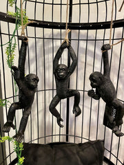 [EKM-AUTOGENERATED]Set Of 3 Hanging Monkeys Black Ornament Decor