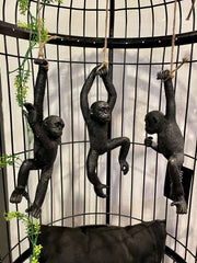 Set Of 3 Hanging Monkeys Black Ornament Decor