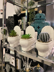 [EKM-AUTOGENERATED]Set Of 3 Toilet Pot With Succulent Plant Décor