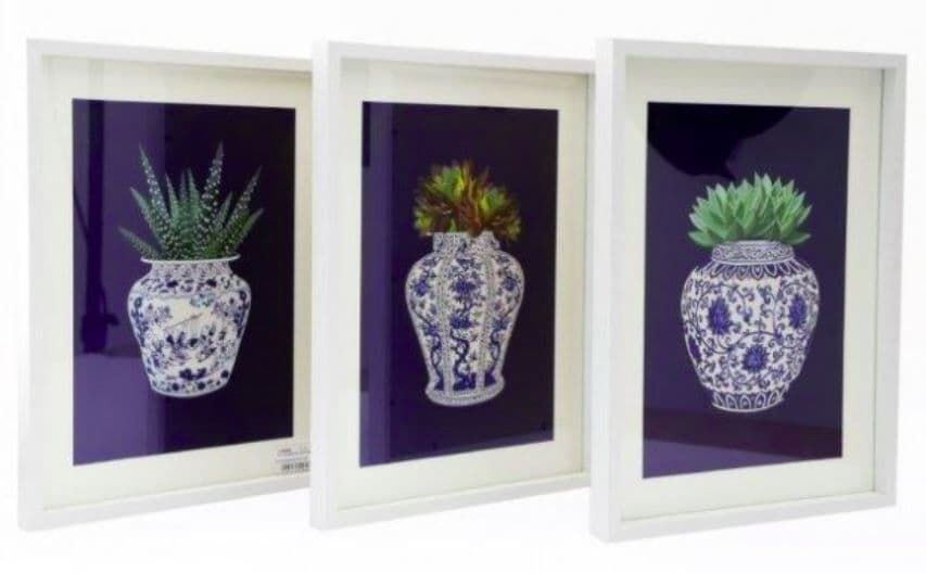 [EKM-AUTOGENERATED]Set Of 3 Willow Design In White Frame