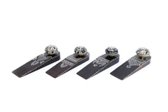 [EKM-AUTOGENERATED]Set Of 4 Black Wooden Handicraft Doorstop/Wedge