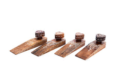 [EKM-AUTOGENERATED]Set Of 4 Natural Heart Wooden Handicraft Doorstop/Wedge