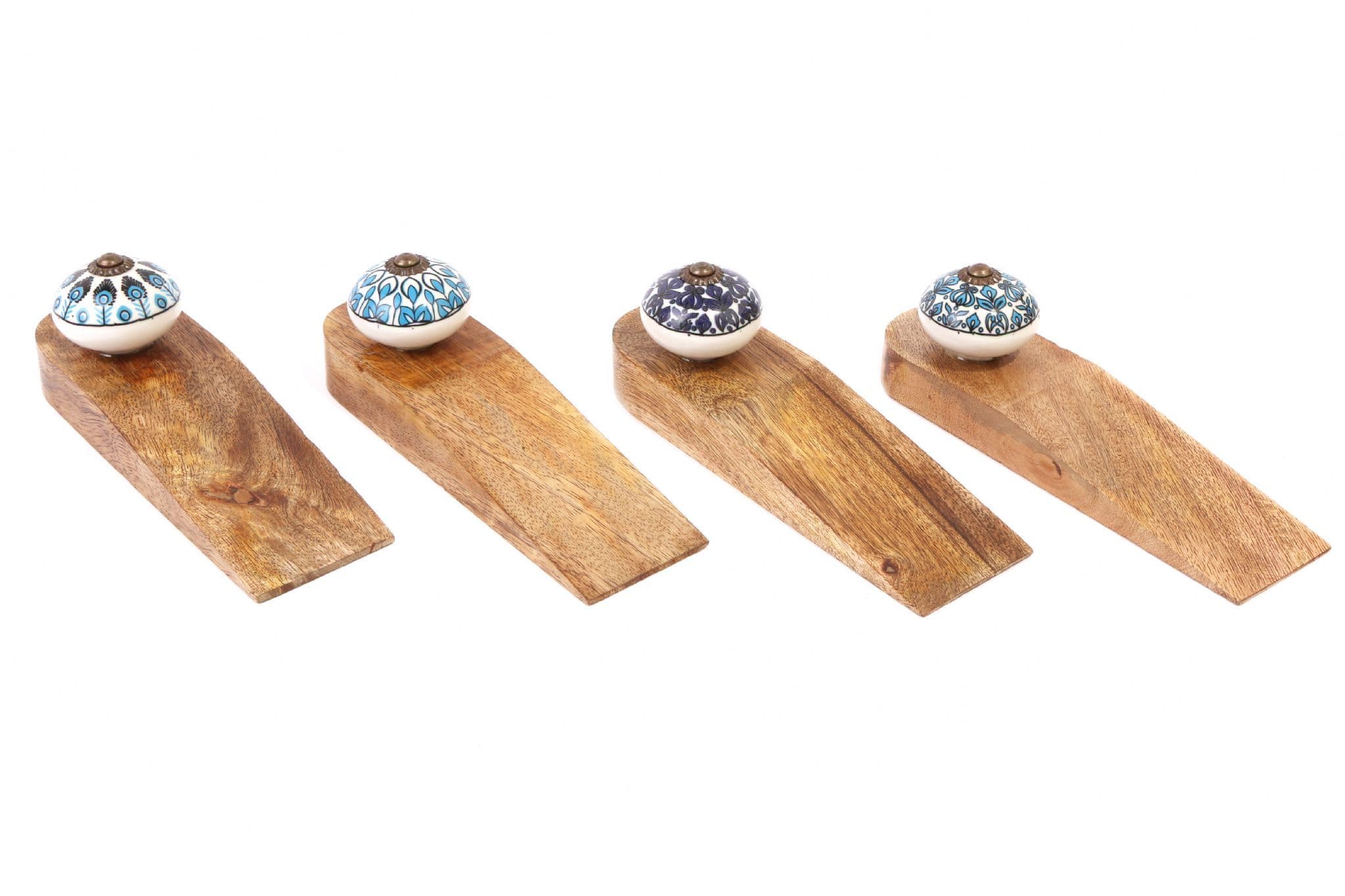 [EKM-AUTOGENERATED]Set Of 4 Peacock Wooden Handicraft Doorstop/Wedge