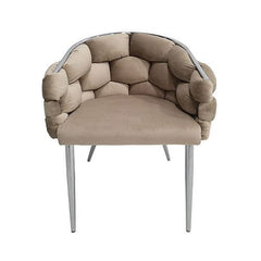 Set Of Two Taupe Velvet Chairs With Chrome Legs - Home Luxe Interior