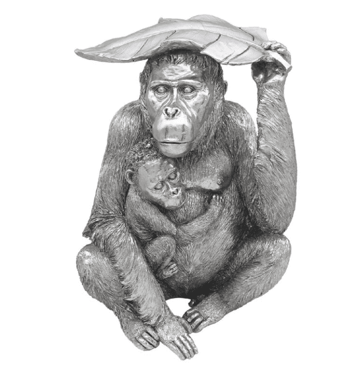 [EKM-AUTOGENERATED]Silver Art Orangutan & Baby Statue