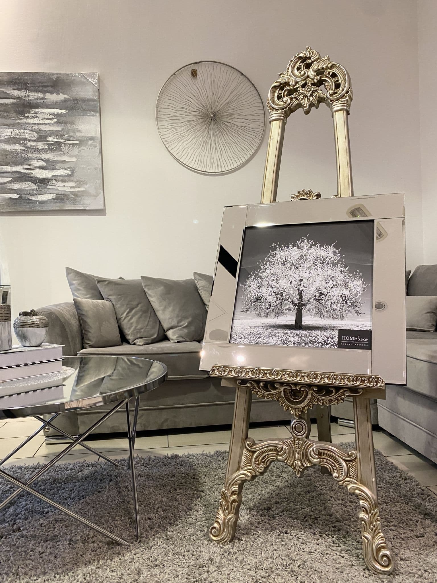 [EKM-AUTOGENERATED]Silver Blossom Tree Glitter Wall Art Mirror Frame