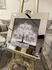 Silver Blossom Tree Glitter Wall Art Mirror Frame