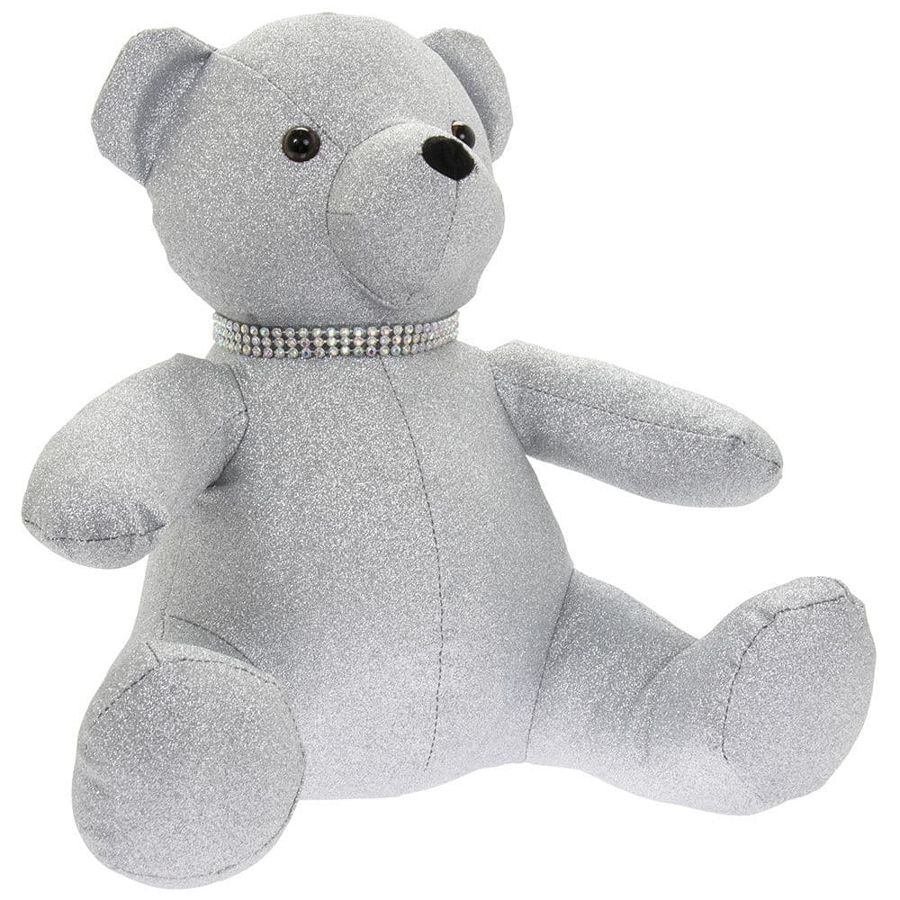 [EKM-AUTOGENERATED]Silver Glitter Bling Teddy Bear Doorstop