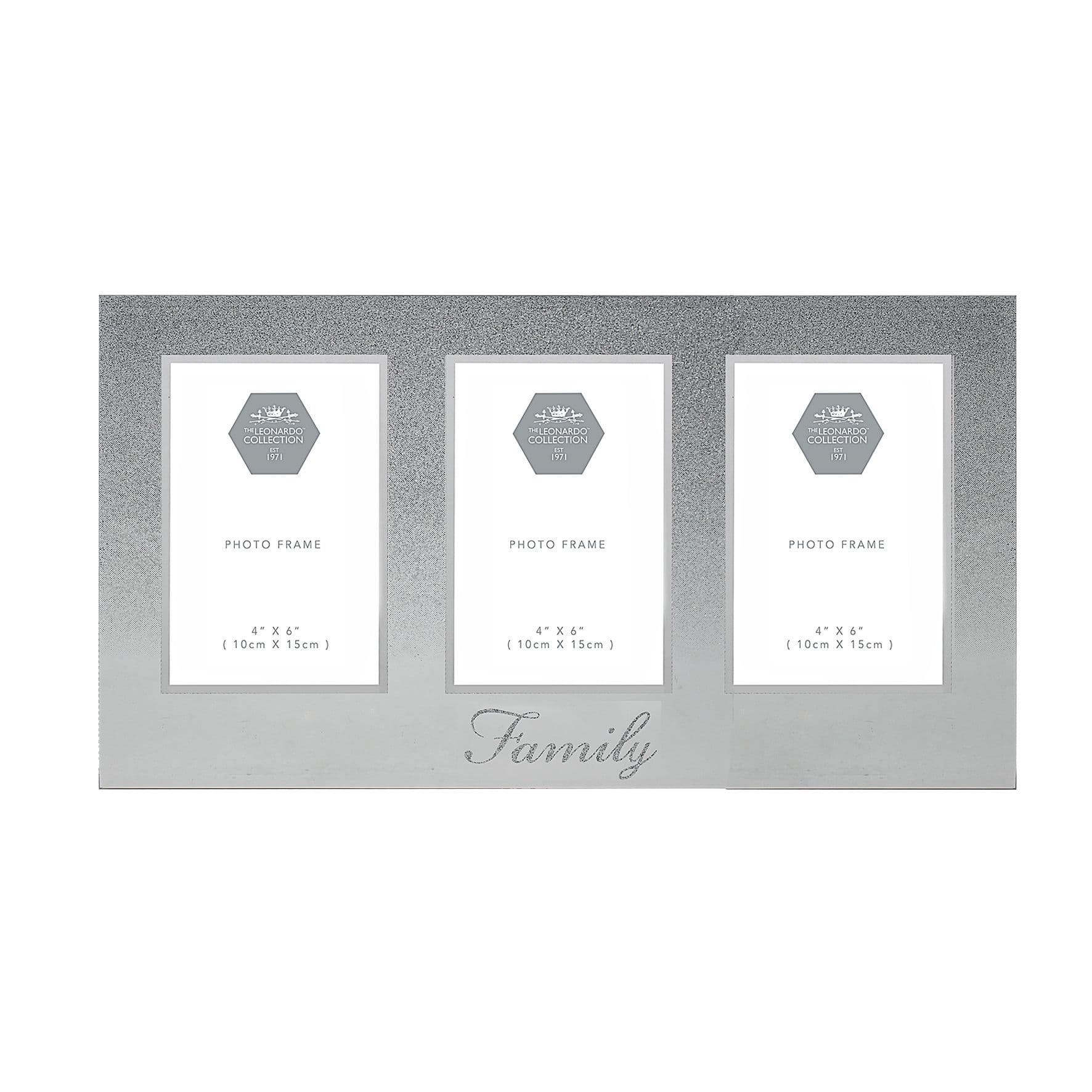 [EKM-AUTOGENERATED]Silver Glitter Triple Frame Family 4&34;X6&34;