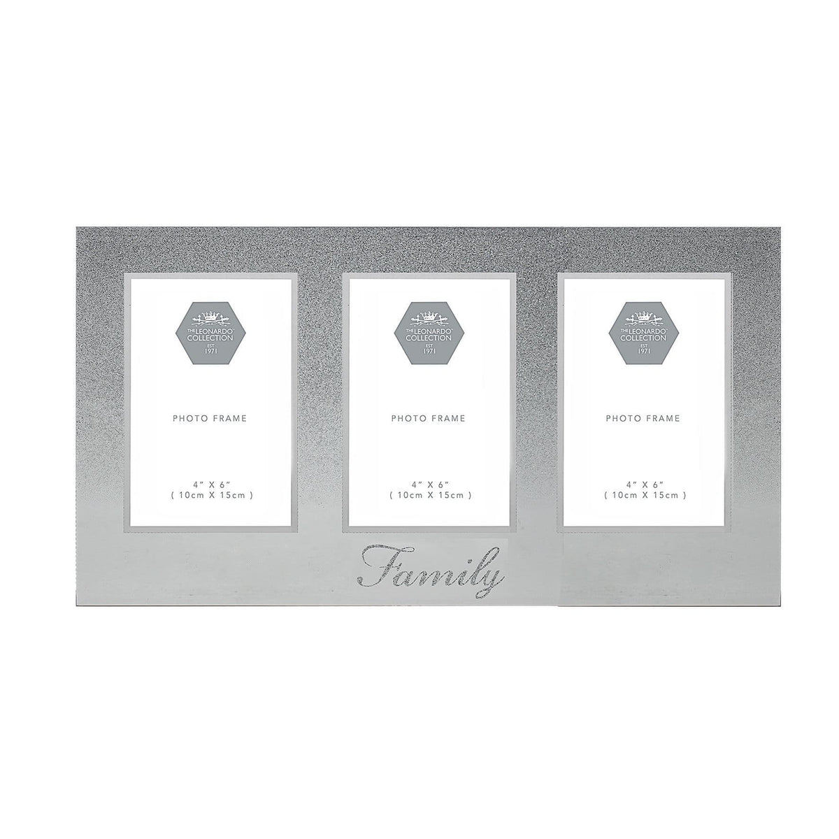 [EKM-AUTOGENERATED]Silver Glitter Triple Frame Family 4&34;X6&34;