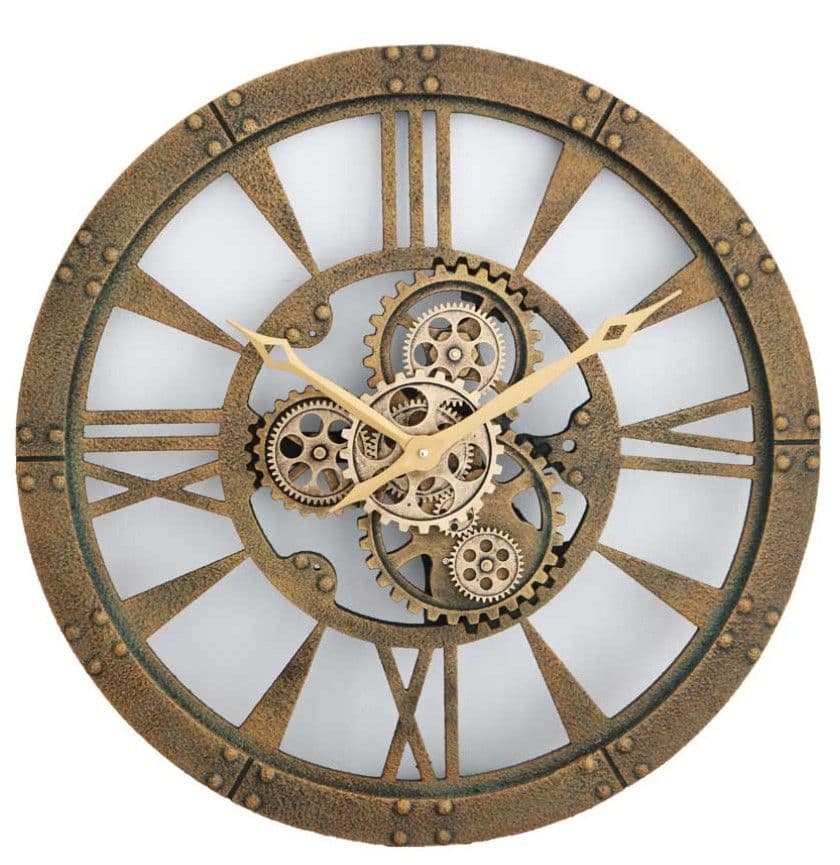 [EKM-AUTOGENERATED]Skeleton Gears Wall Clock Gold 60Cm