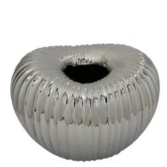 [EKM-AUTOGENERATED]Small Silver Ribbed Short Vase