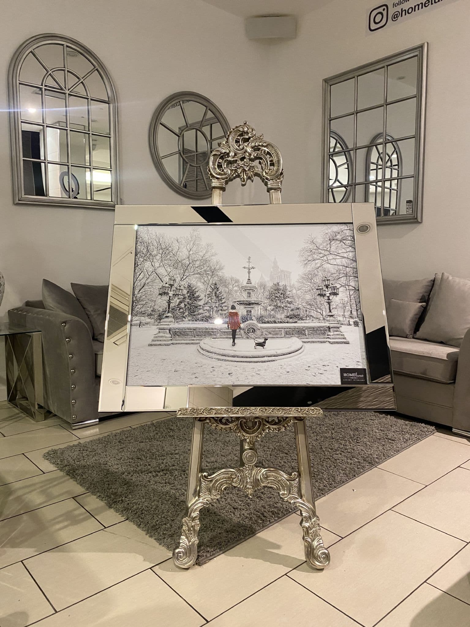 [EKM-AUTOGENERATED]Snowy Park Scenery Wall Art Mirror Frame 90Cm X 70Cm