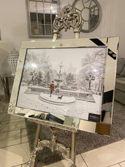 Snowy Park Scenery Wall Art Mirror Frame 90Cm X 70Cm