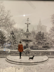 Snowy Park Scenery Wall Art Mirror Frame 90Cm X 70Cm