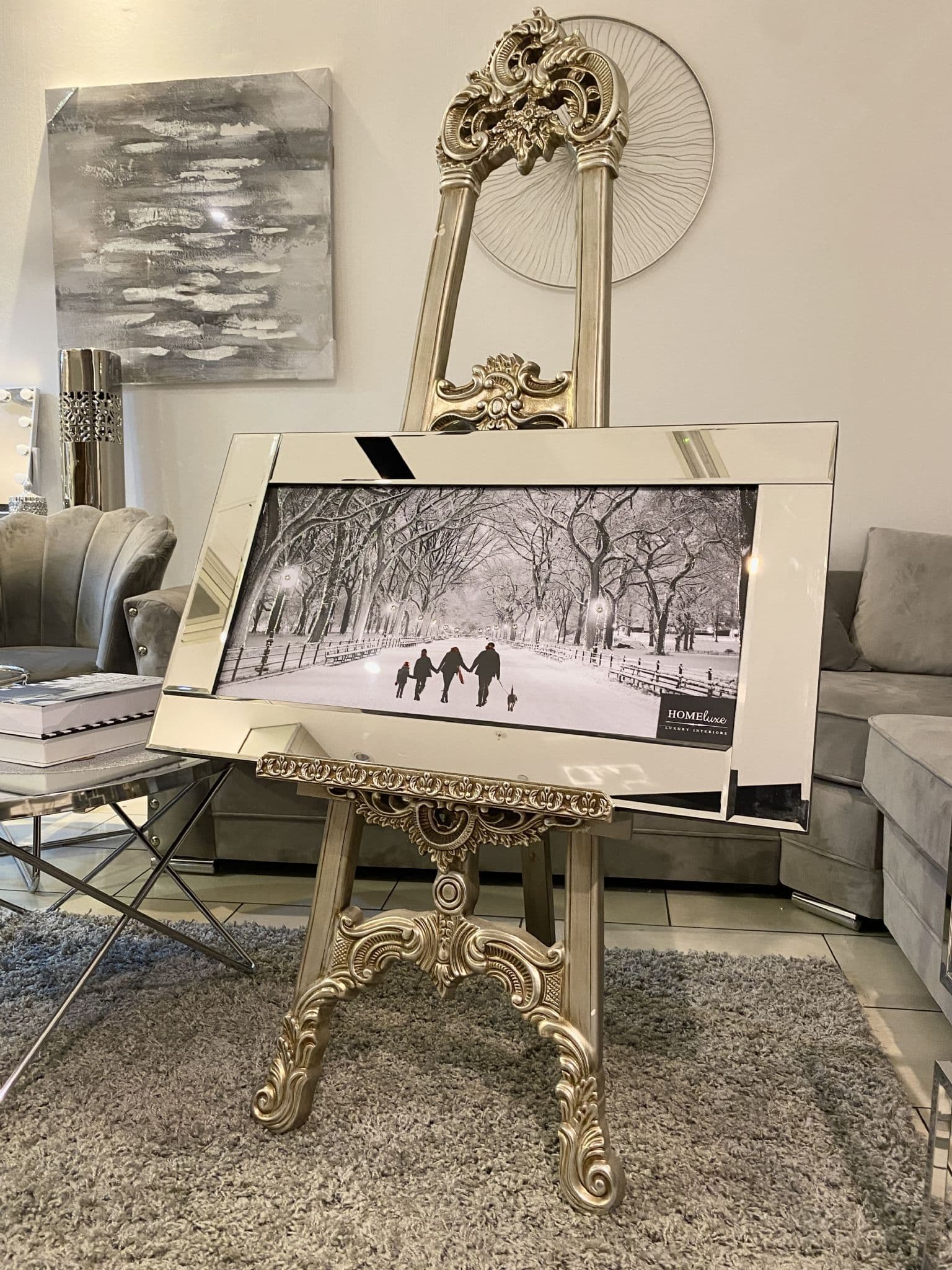 [EKM-AUTOGENERATED]Snowy Winter Walk Wall Art Mirror Frame 45Cm X 85Cm