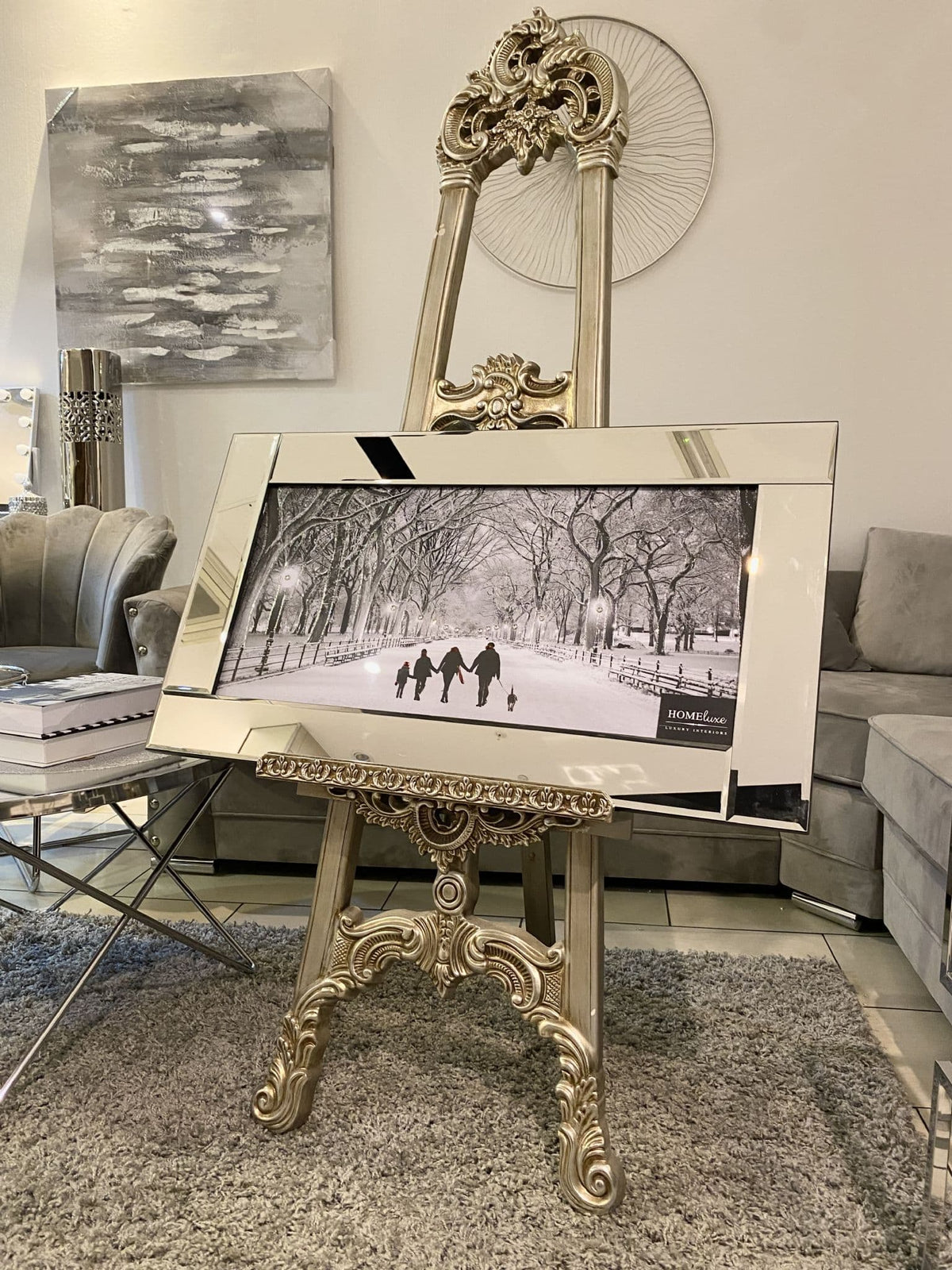 [EKM-AUTOGENERATED]Snowy Winter Walk Wall Art Mirror Frame 45Cm X 85Cm