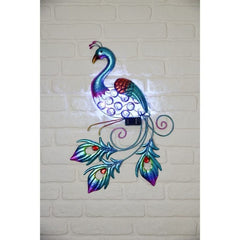 [EKM-AUTOGENERATED]Solar Powered Peacock Wall Art - Cool White  Home Luxe Interior
