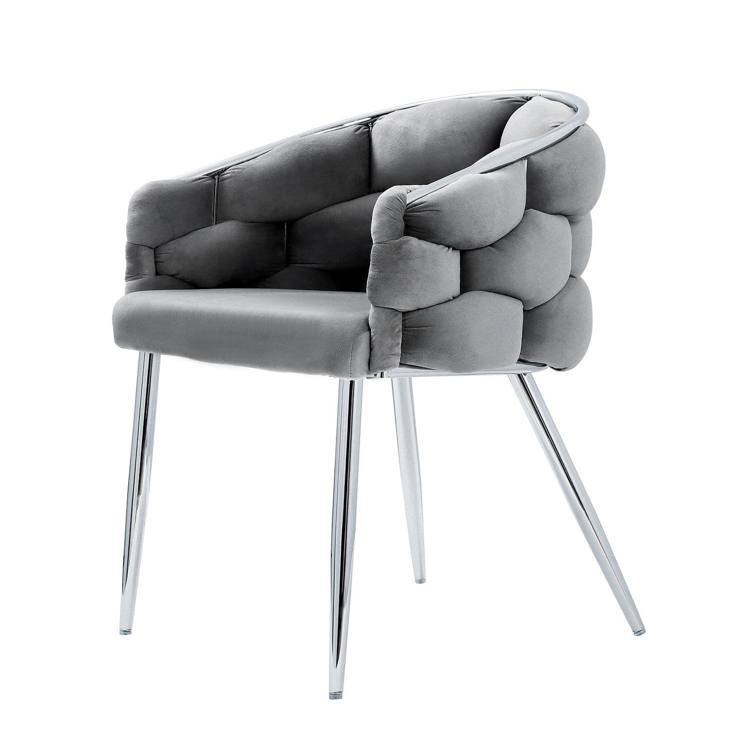 [EKM-AUTOGENERATED]Sortino Grey Velvet Dining Chair with Chrome Legs - Home Luxe Interior