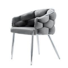 [EKM-AUTOGENERATED]Sortino Grey Velvet Dining Chair with Chrome Legs - Home Luxe Interior