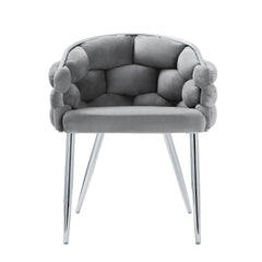 Sortino Grey Velvet Dining Chair with Chrome Legs - Home Luxe Interior