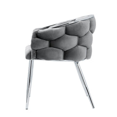 Sortino Grey Velvet Dining Chair with Chrome Legs - Home Luxe Interior