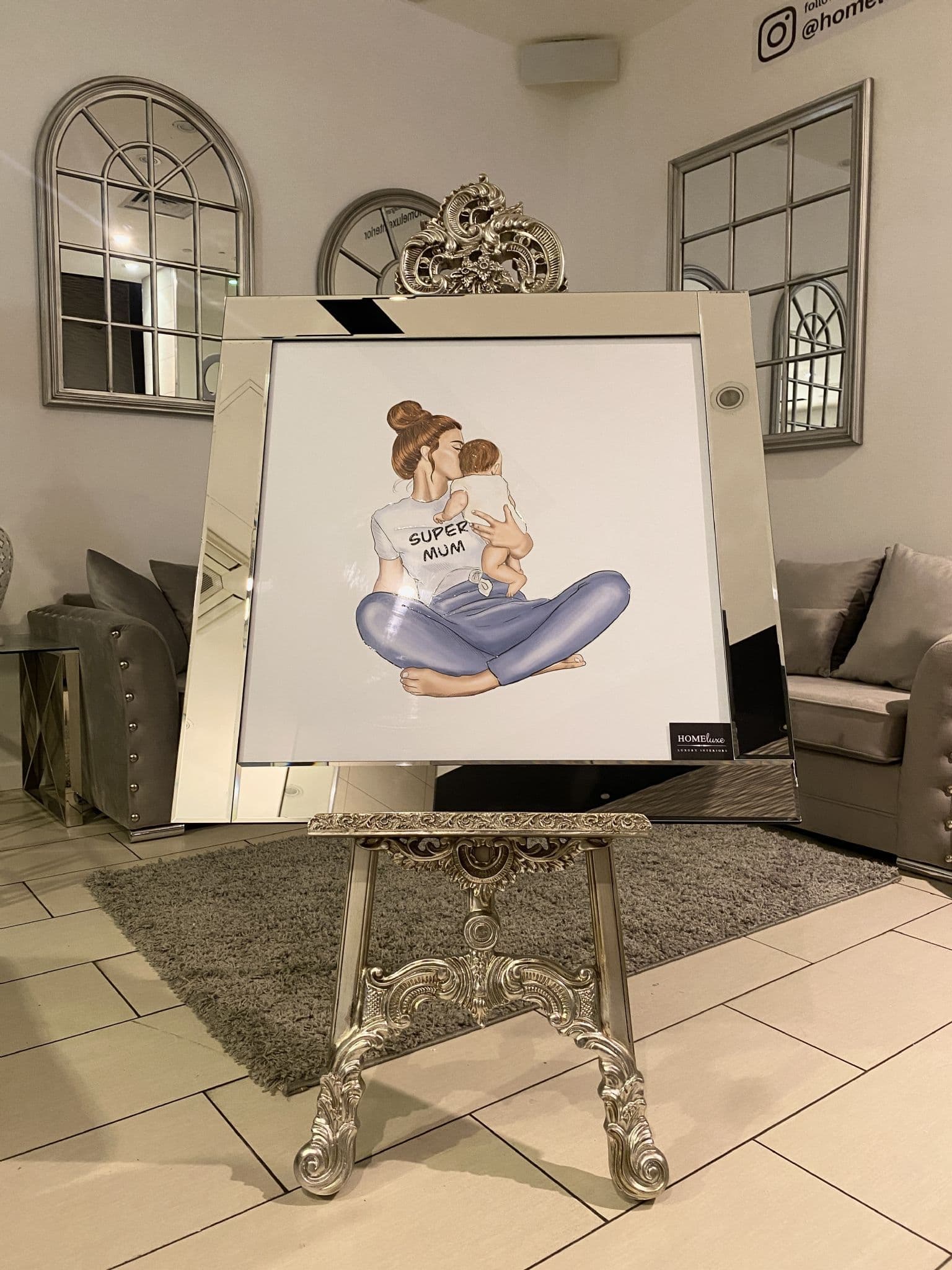 [EKM-AUTOGENERATED]Supermum Blue Wall Art Mirror Frame 85Cm X 85Cm