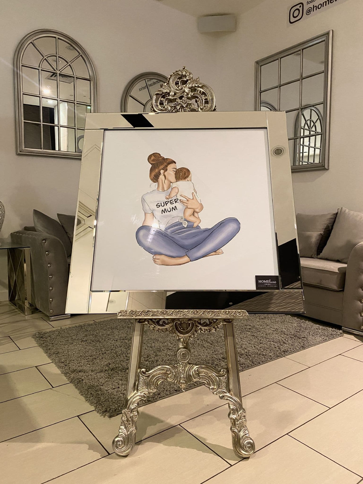 [EKM-AUTOGENERATED]Supermum Blue Wall Art Mirror Frame 85Cm X 85Cm