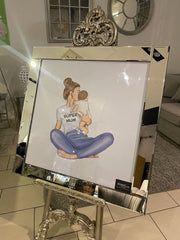 Supermum Blue Wall Art Mirror Frame 85Cm X 85Cm