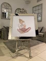 [EKM-AUTOGENERATED]Supermum Pink Wall Art Mirror Frame 85Cm X 85Cm