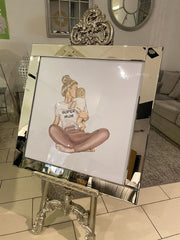 Supermum Pink Wall Art Mirror Frame 85Cm X 85Cm