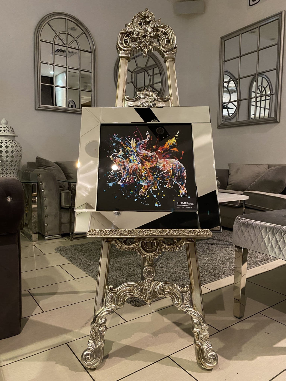 [EKM-AUTOGENERATED]Supernova Elephants Multicolour Wall Art Mirror Frame 55Cm X 55Cm