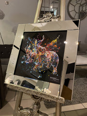 Supernova Elephants Multicolour Wall Art Mirror Frame 55Cm X 55Cm