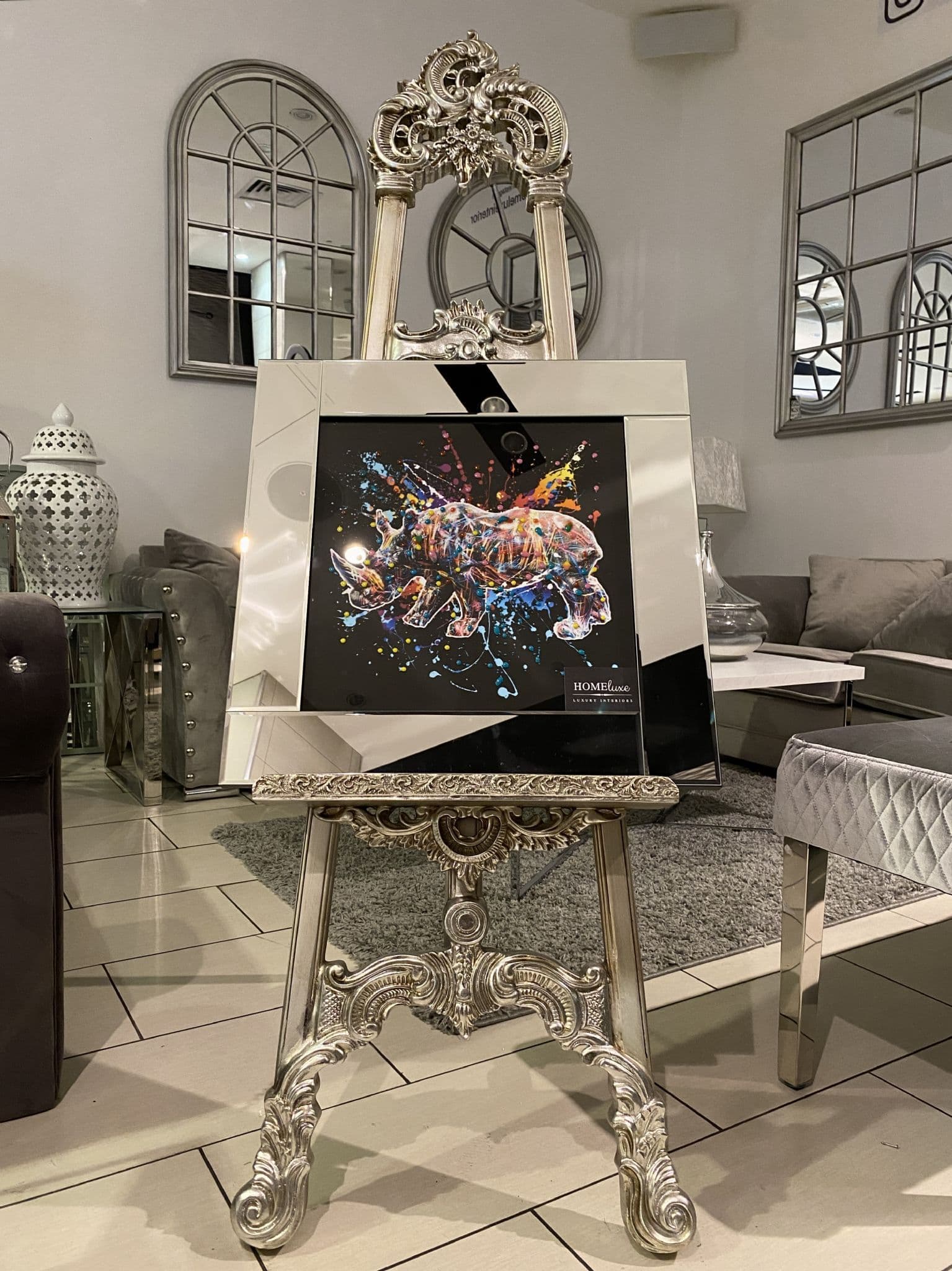 [EKM-AUTOGENERATED]Supernova Rhino Multicolour Wall Art Mirror Frame 55Cm X 55Cm