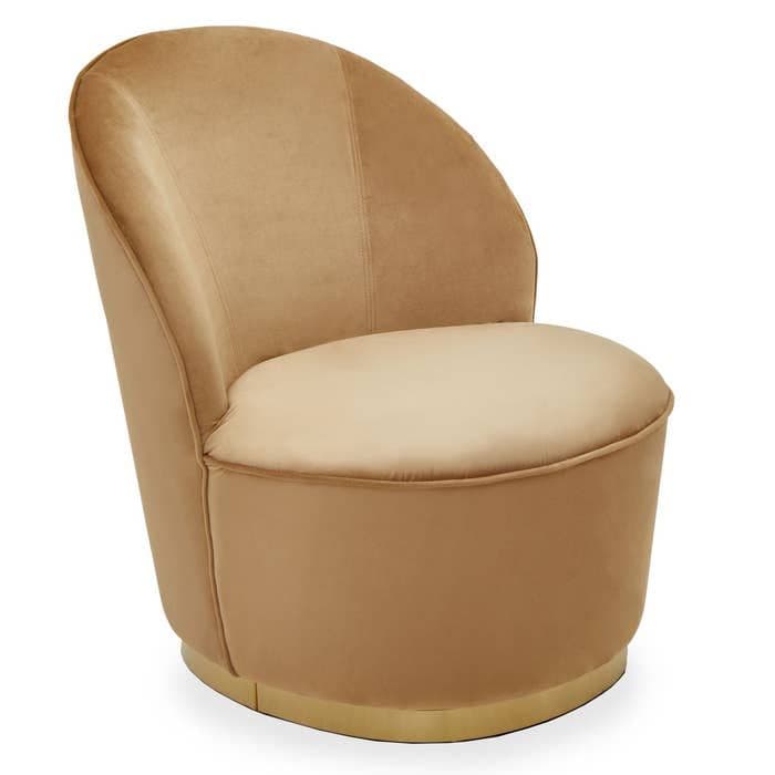 [EKM-AUTOGENERATED]Tamra Beige Velvet Gold Base Chair Home Luxe Interior