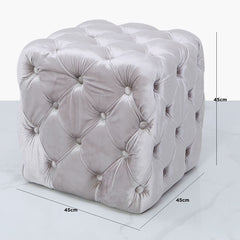 Tanya Tufted Cube Stool Soft Pink
