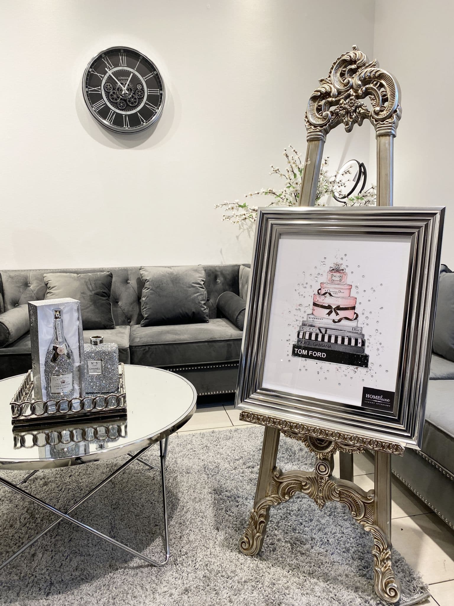 Tom Ford Designer Boxes Dior Wall Art Chrome  Frame