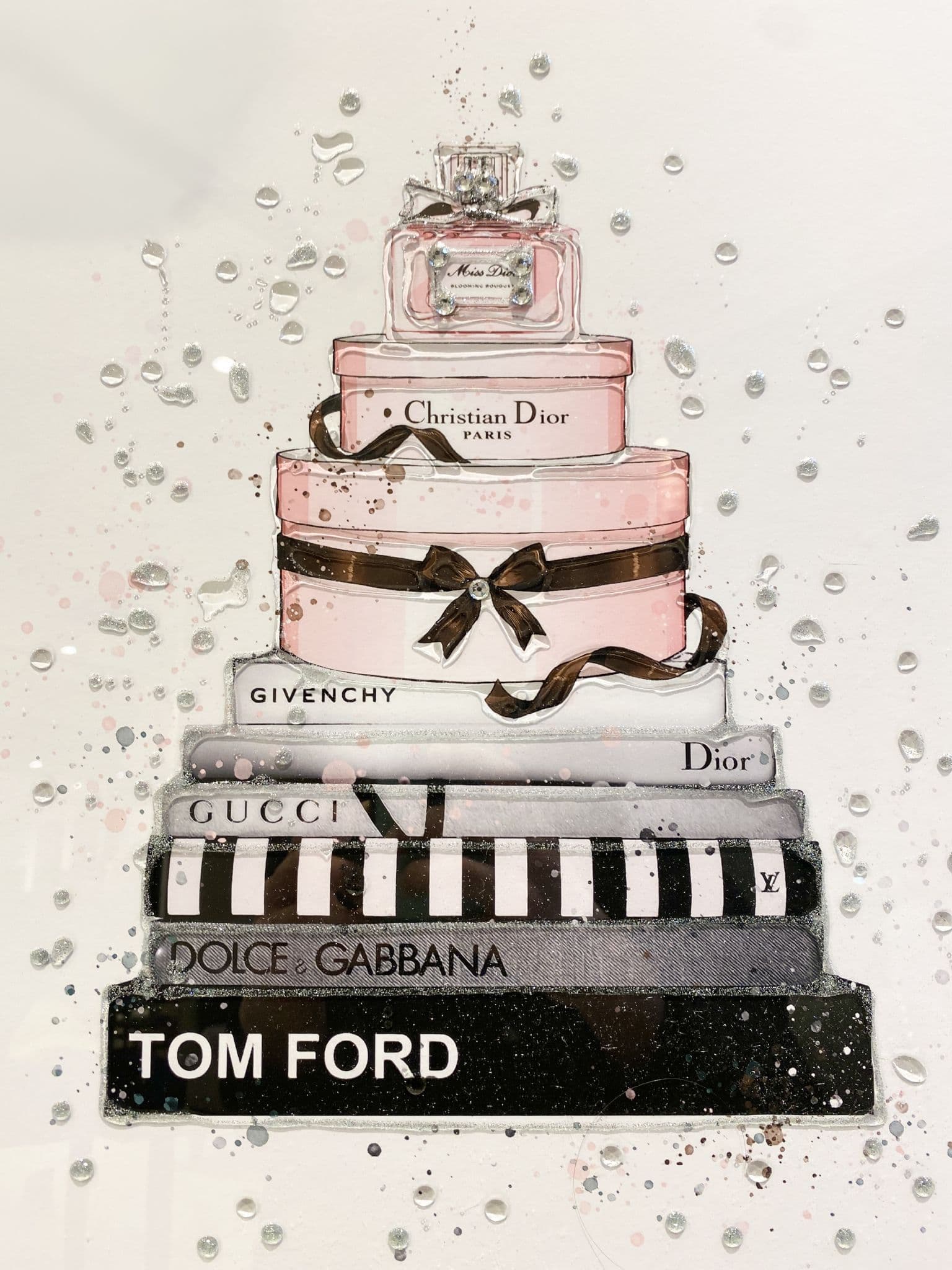 Tom Ford Designer Boxes Dior Wall Art Chrome  Frame