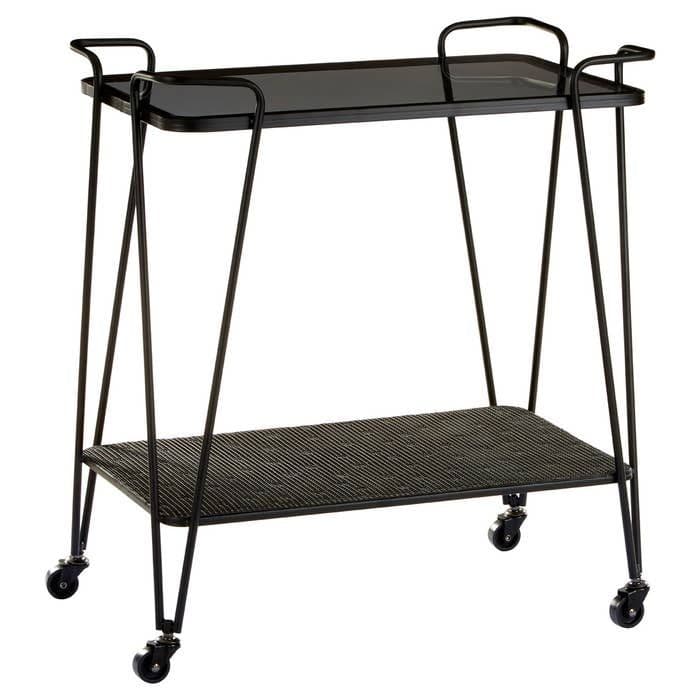 Trento Cart with Grey Glass Top  Home Luxe Interior